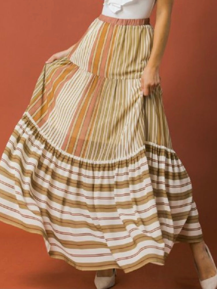 Neutral Stripes Maxi Skirt