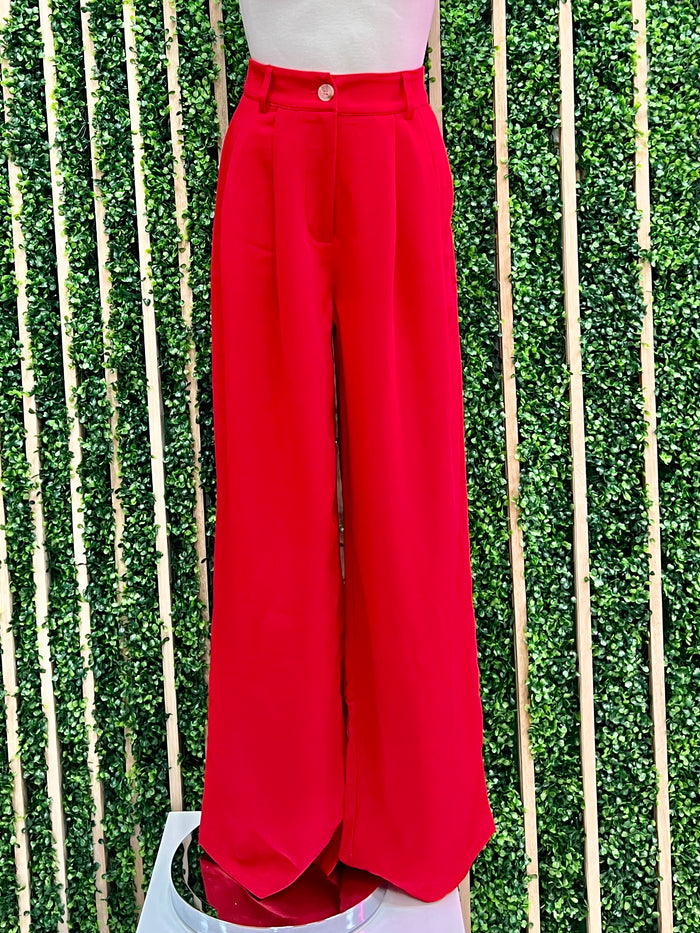 Red High Waist Palazzo
