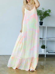 Pink Tie Dye Tiered Maxi