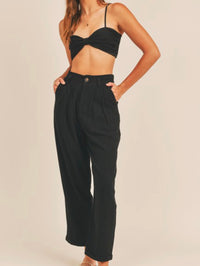 Linen Crop Top Pant Set