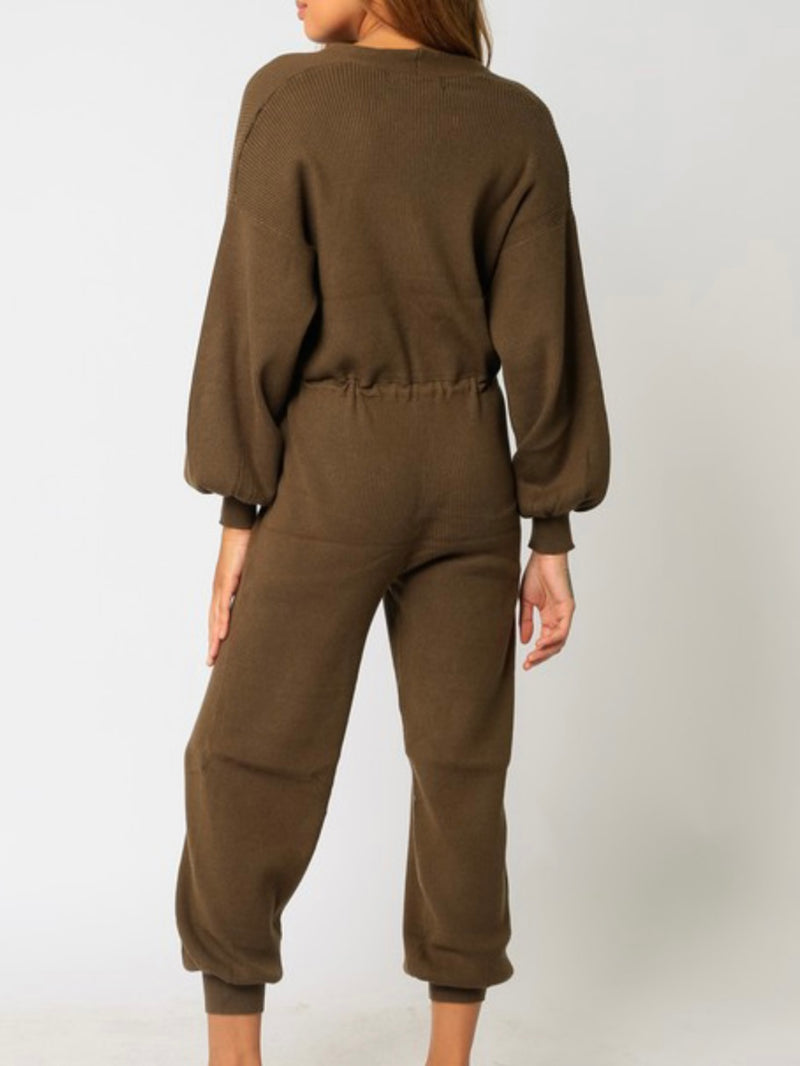 Olive Sweater Jogger Jumpsuit