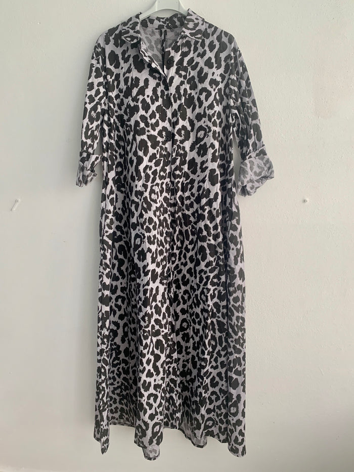 Animal Print Button Down Dress