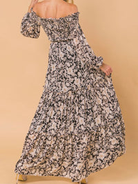 Black Floral Off Shoulder Maxi Dress