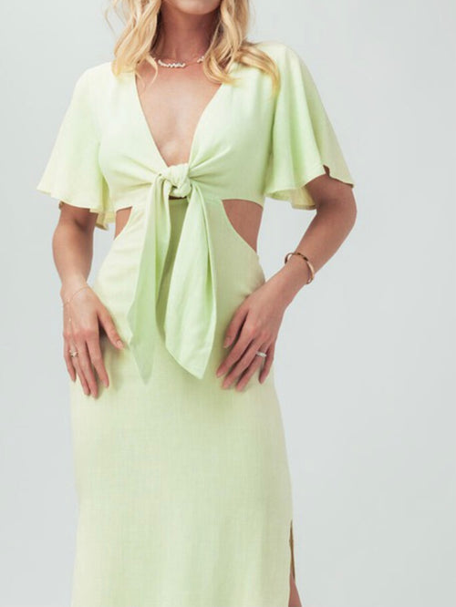 Lime Cutout Midi Dress