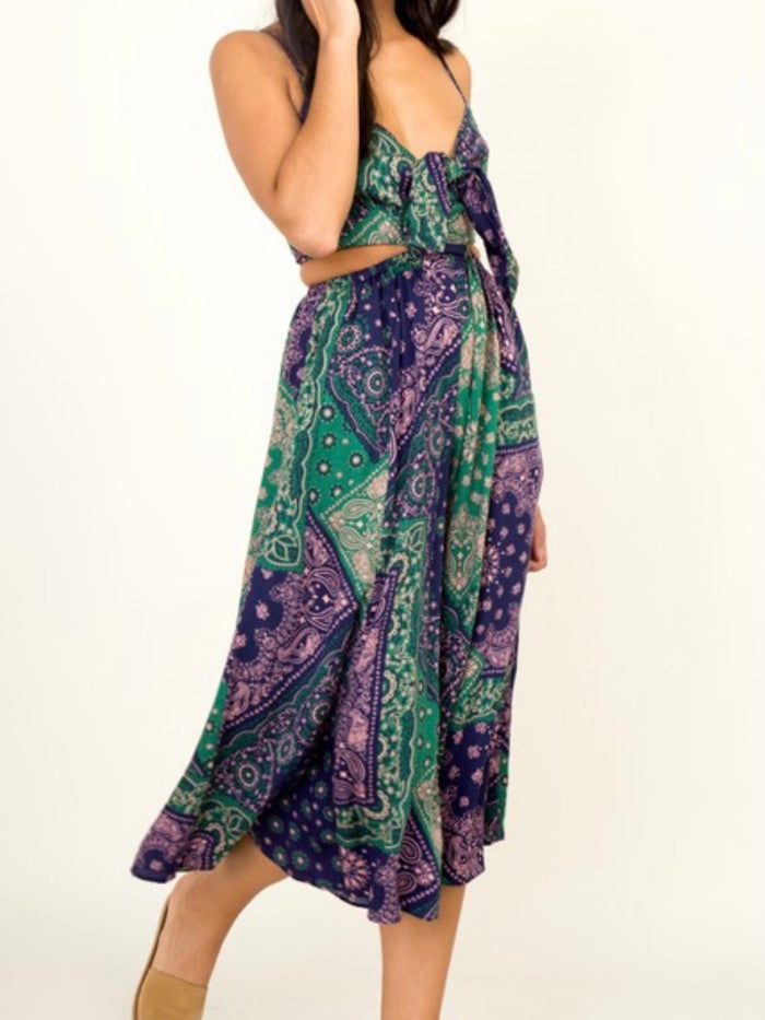 Boho Patchwork Cutout Culote Jumpsuit