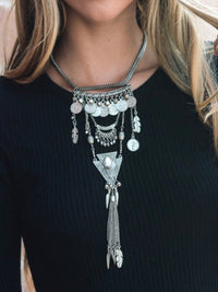 Coins & Fringe Statement Multilayer Necklace