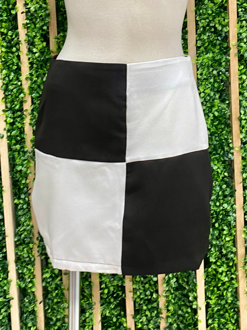 Black White Checker Skirt