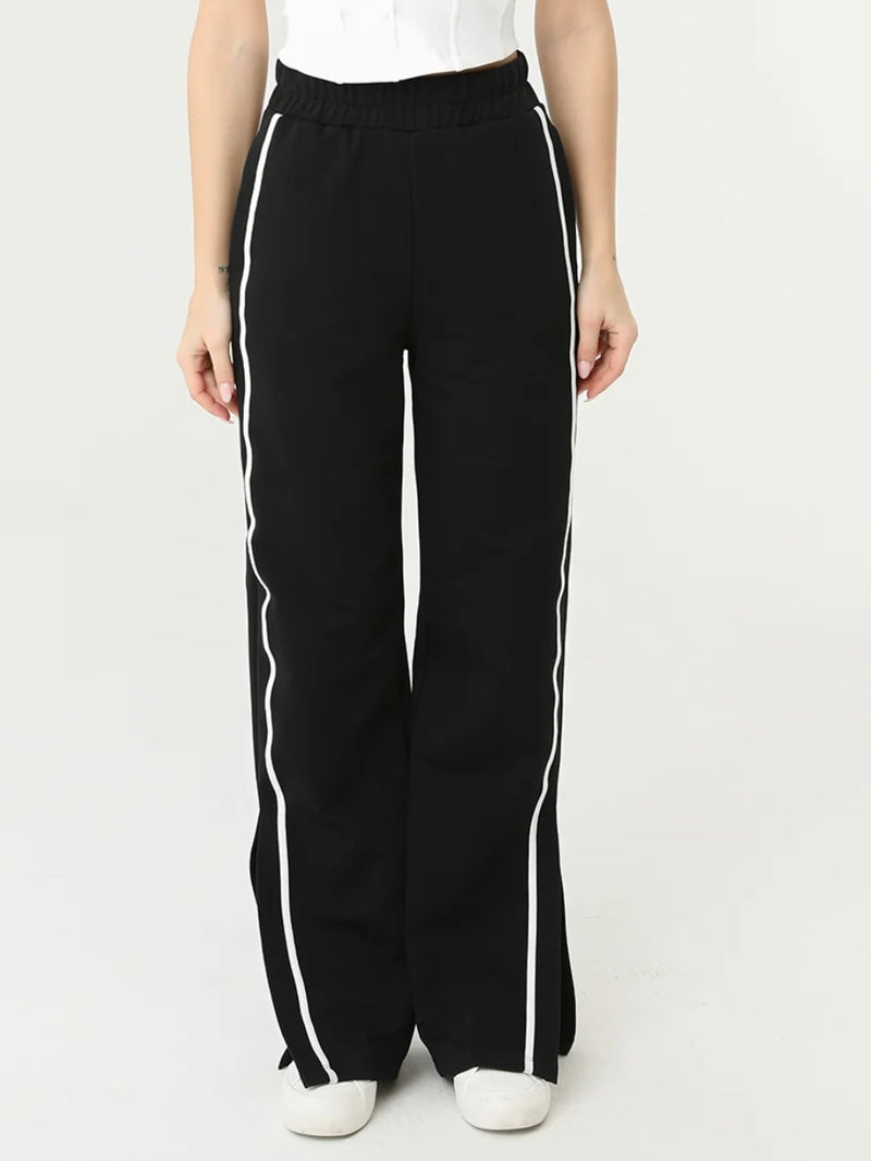 Black Trim Detail Wide Leg pant