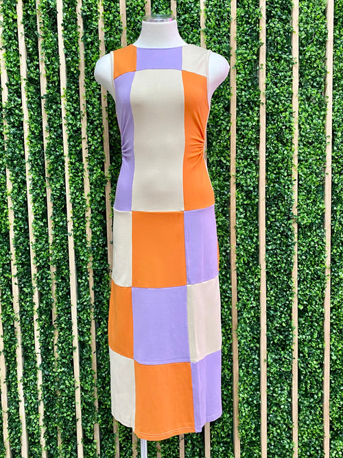 Exquisite Stunning Color Block Midi Dress