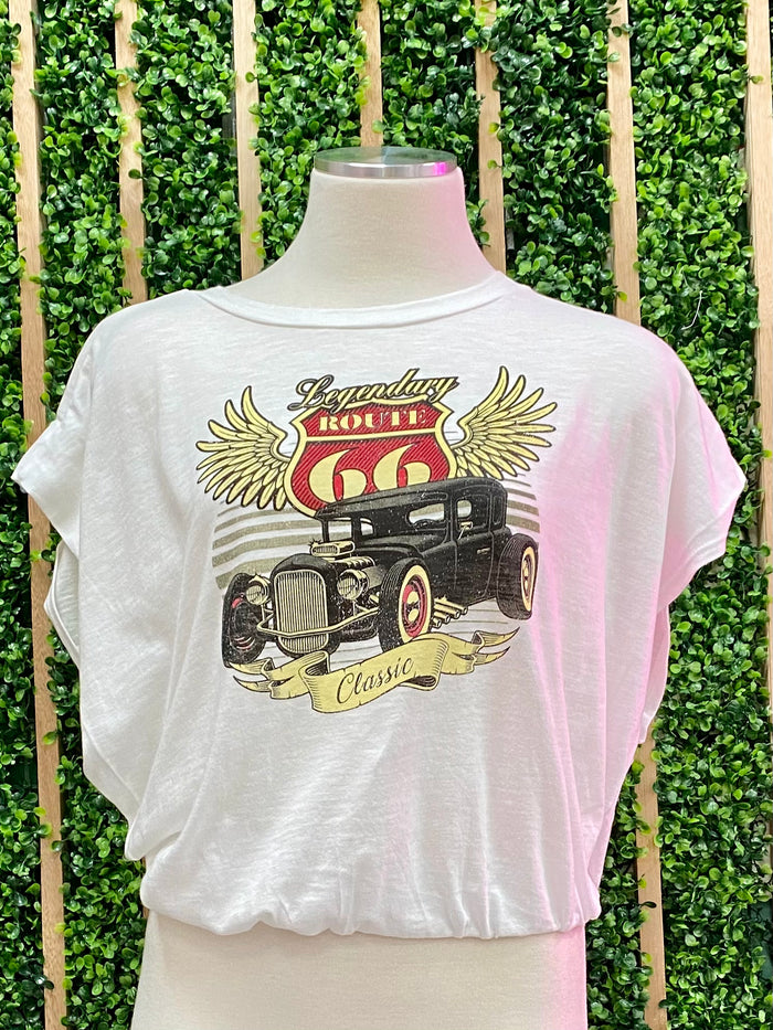 Truck Print Crop Tee