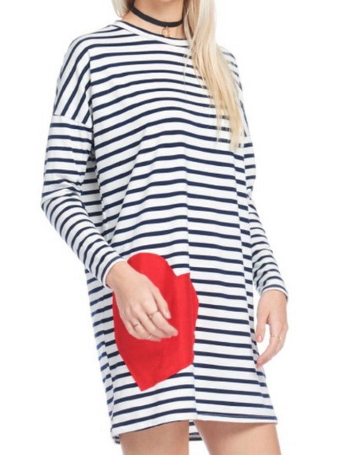 Striped Heart Shift Dress