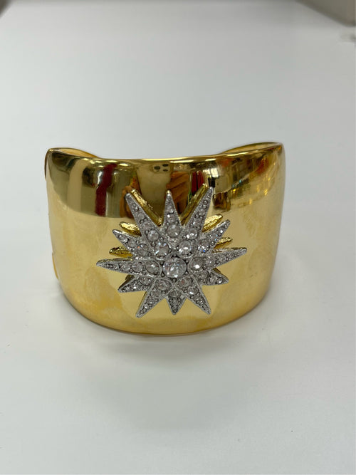 Exquisite KJL Polished Gold Starburst Cuff