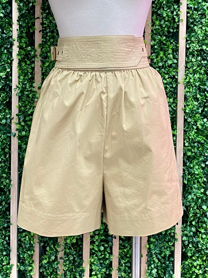 Exquisite Waist Detail Khaki Shorts