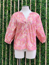 Exquisite Pink Print Blouse