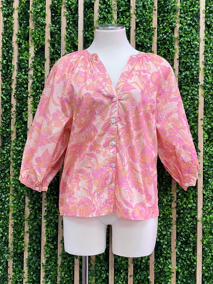 Exquisite Pink Print Blouse