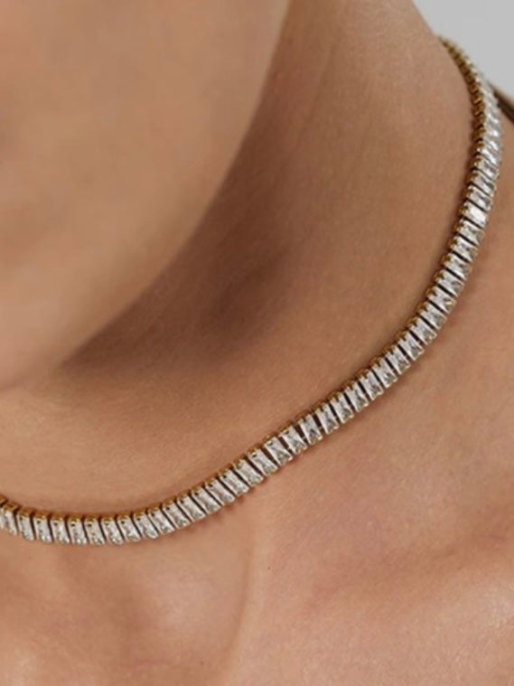 Stainless Steel Cubic Zirconia Necklace