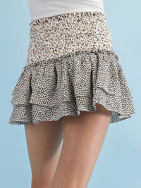 Animal Print Color Block Skort