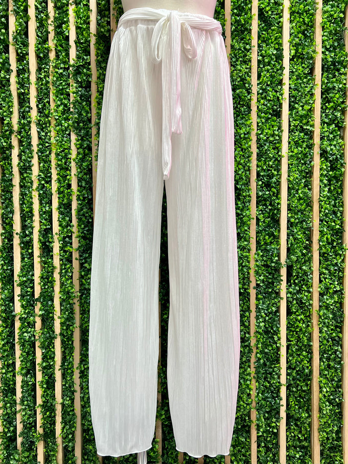Ivory Pleated Wide Leg Pants