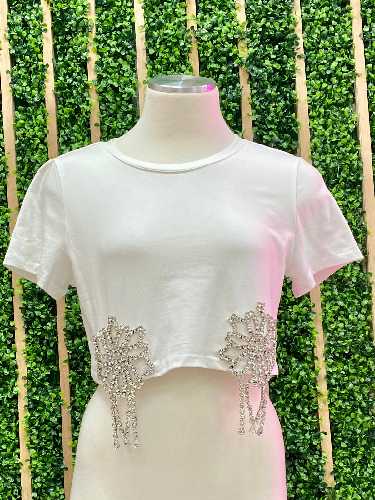 Rhinestone Appliqué Crop Tee