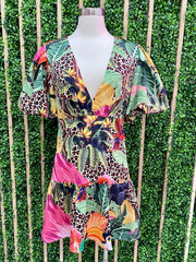 Multicolor Animal Print Short Dress