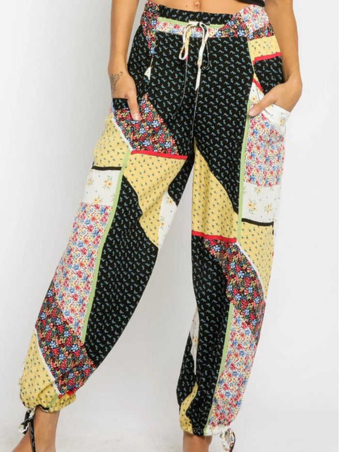 Multi Patchwork Cargo Joggers