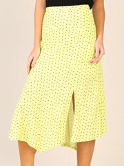 Lime Polka Dot Midi Skirt