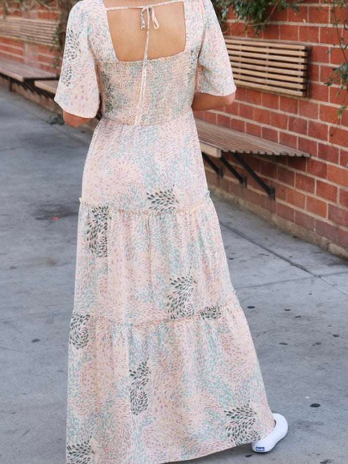 Boho Spring Flutter Sleeve Maxi Dress