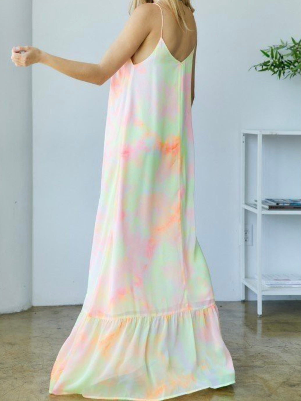 Pink Tie Dye Tiered Maxi