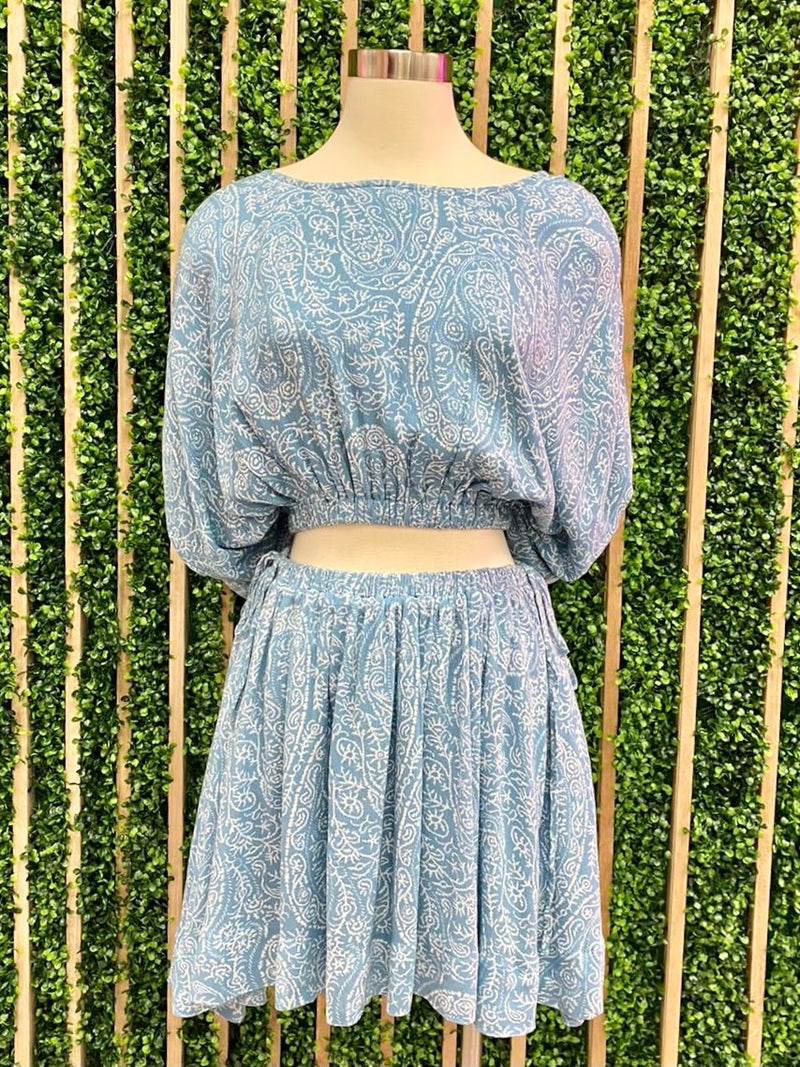 Blue Paisley Mini Skort Set