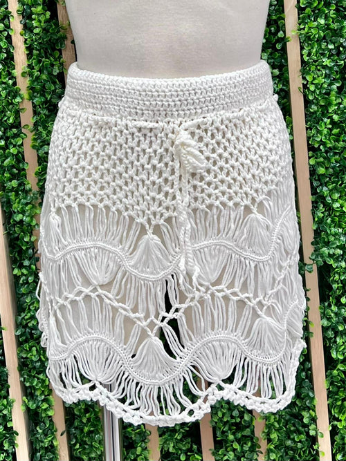 White Crochet Coverup Skirt