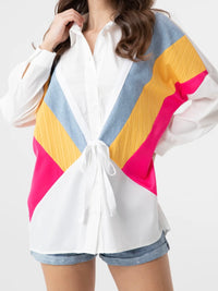 Color Blocked Button Down Blouse