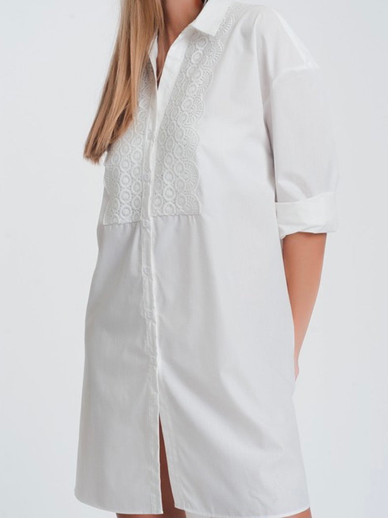 Eyelet Detail Shirt Dress