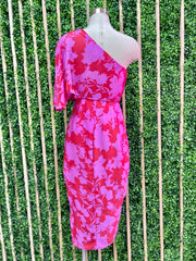 Berry Print One Shoulder Dress