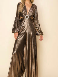 Elegant Metallic Cutout Jumpsuit