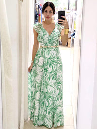 Leaves Wrap Maxi Dress