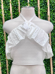 Halter White Crochet Crop Top