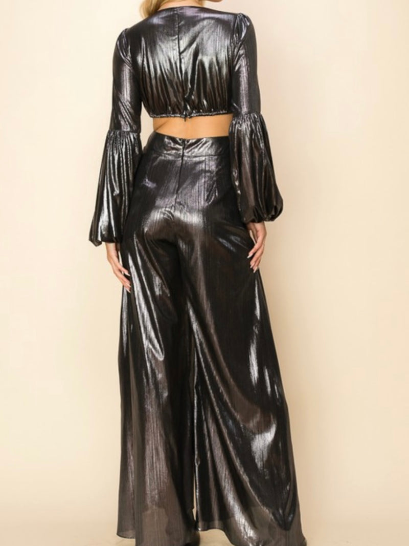 Elegant Metallic Cutout Jumpsuit