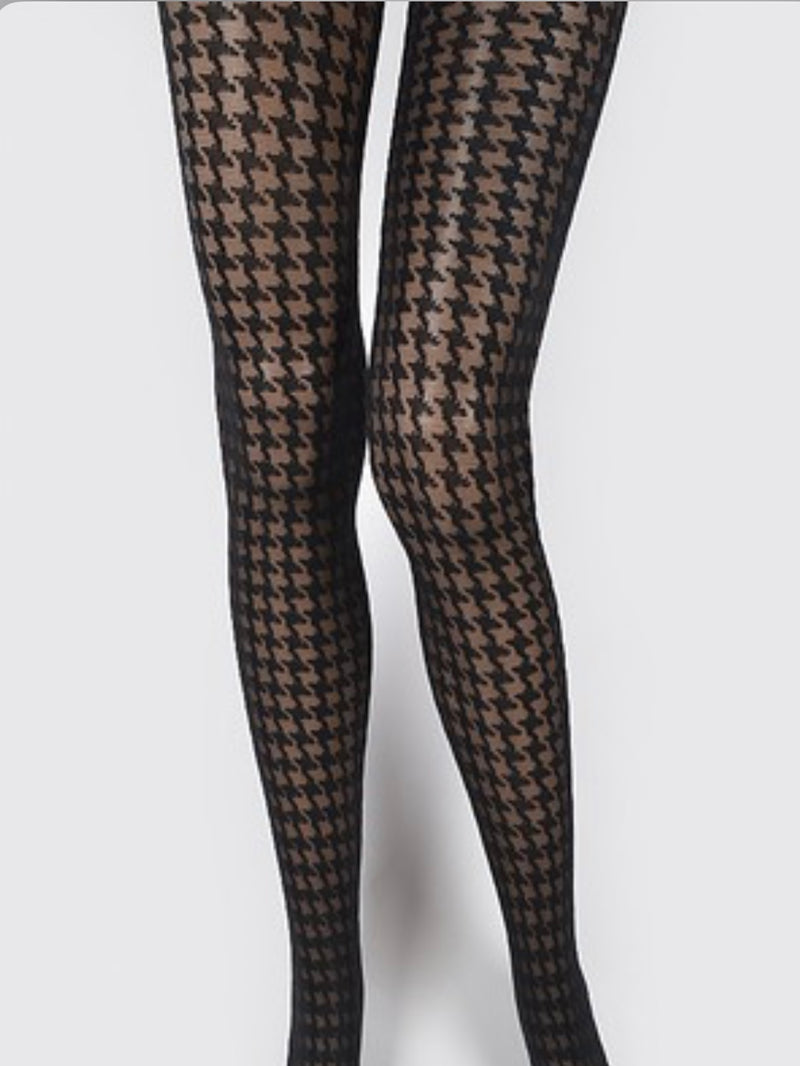 Gigi Black Houndstooth Tights