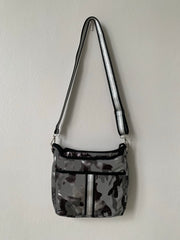 Silver Camo Nylon Crossbody Bag