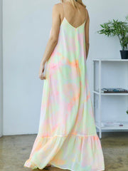 Pink Tie Dye Tiered Maxi