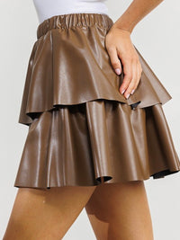 Pleather Ruffled Short Skirt