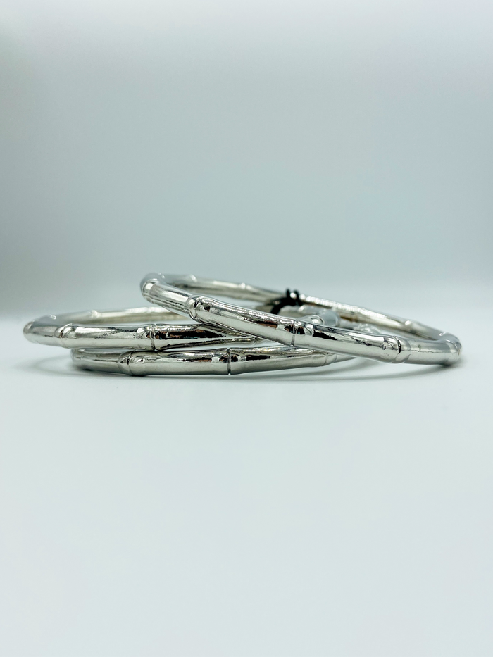 Silver Bamboo Detailed Bangle Trio