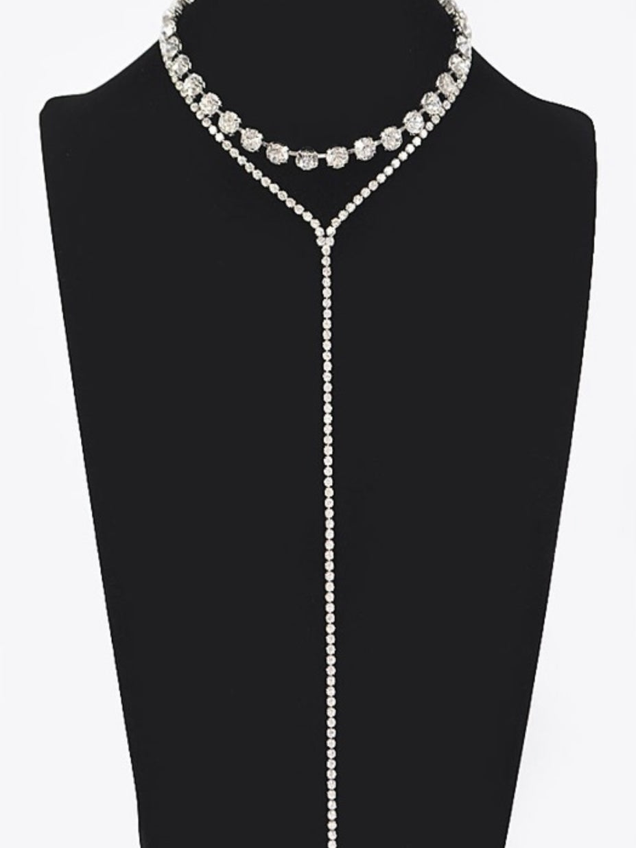 Rhinestone Lariat Double Necklace