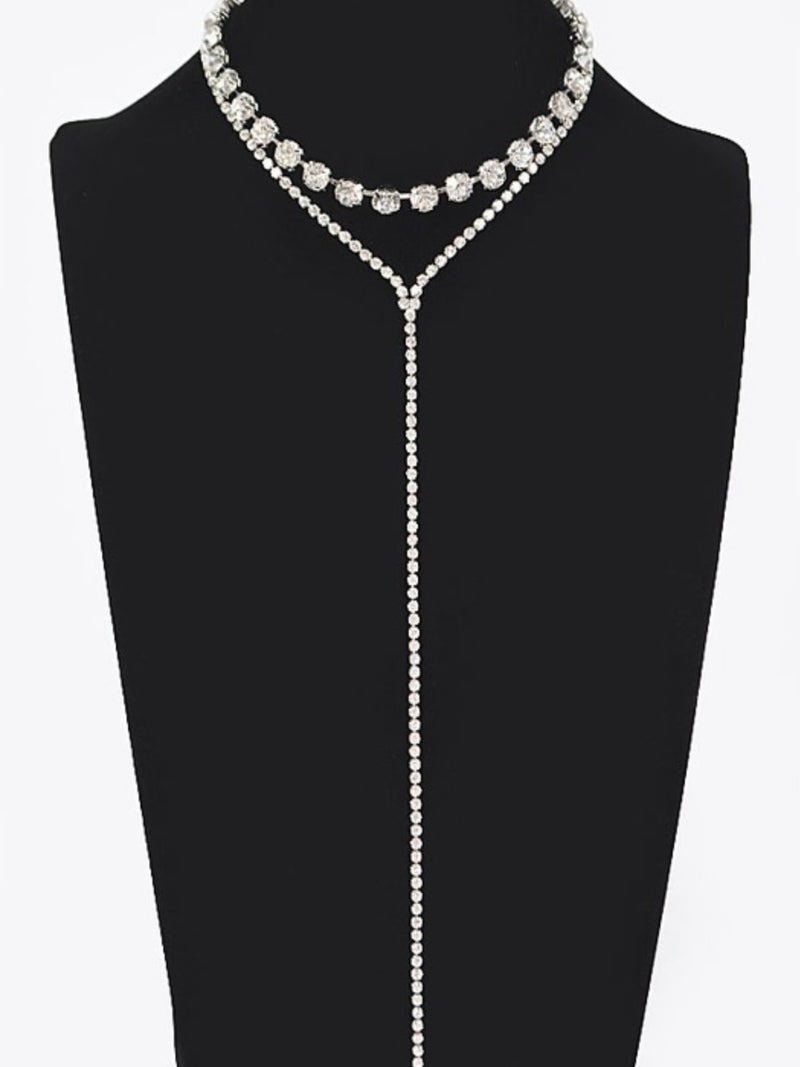 Rhinestone Lariat Double Necklace