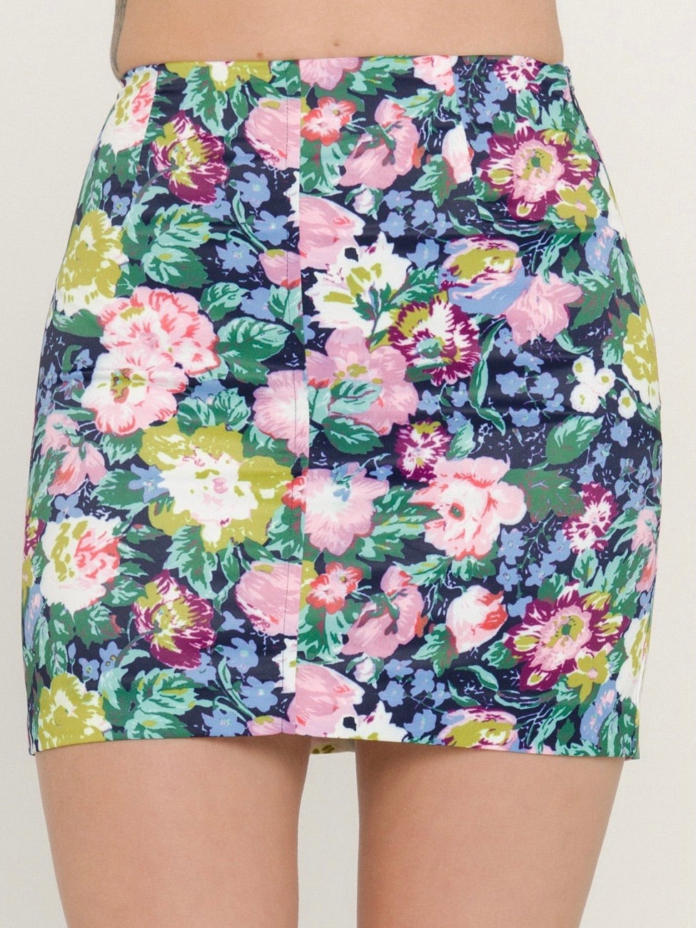 Navy Floral Mini Skirt