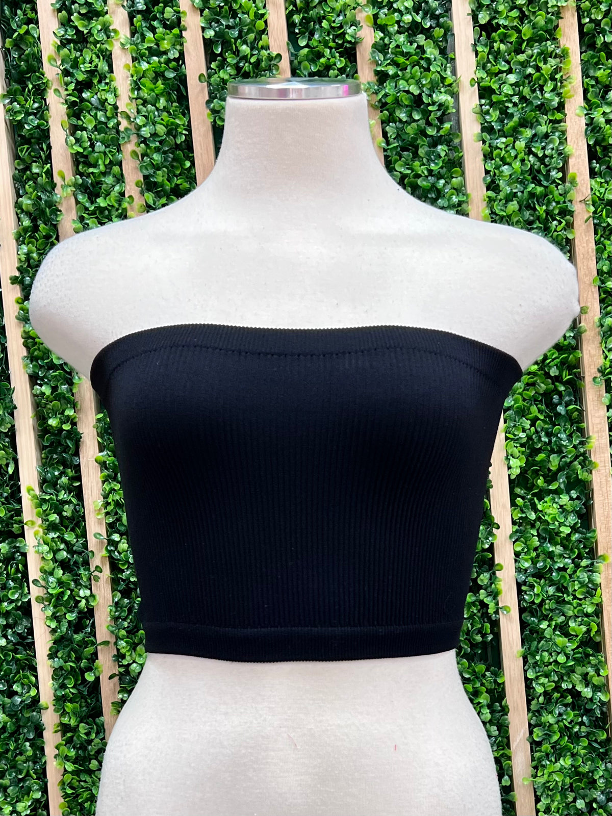 Black Strapless ribbed Basic Tube TOp