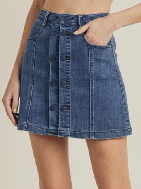 Dark Denim Button Down Skirt