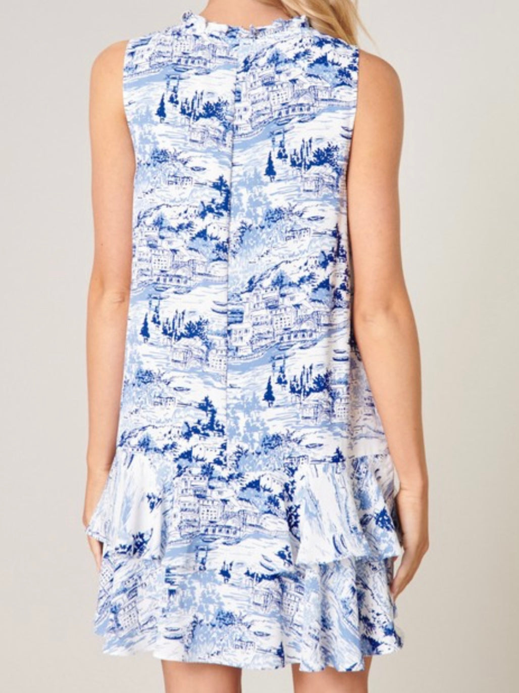 Blue Graceland Ruffled Drop Waist Short Dress