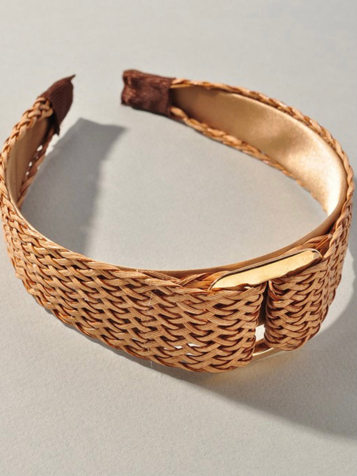 Brown Buckle Raffia Headband
