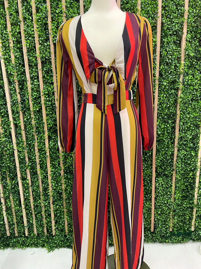 Multi Stripe Cutout Jumpsuit